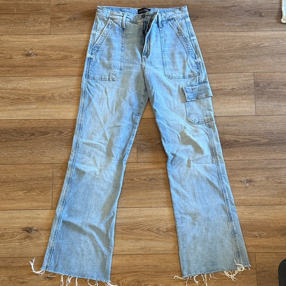 Black Orchid Denim Flare Jeans with Cargo Pocket - Picture 1 of 3